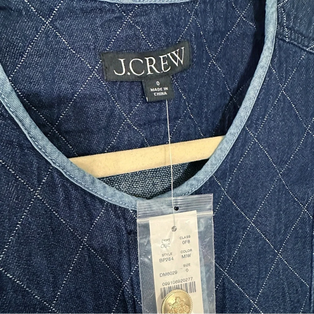 NWT J.Crew Quilted denim lady jacket and skirt‎ set Size 0